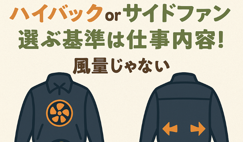 用途で選ぶファン付きウェア!サイドファンとハイバックファンの違いとは?